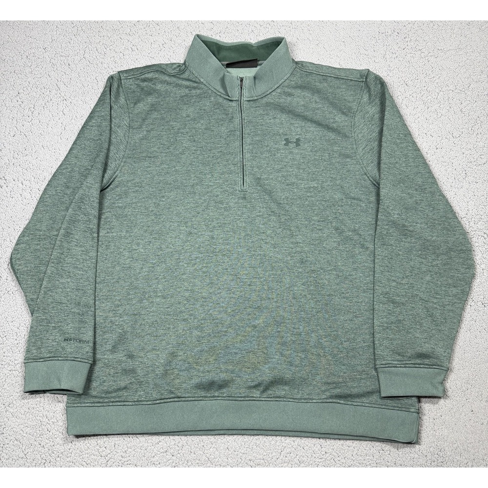 Under Armour Sweatshirt Mens 3XL Green Fleece 1/4 Zip ColdGear Pullover Logo